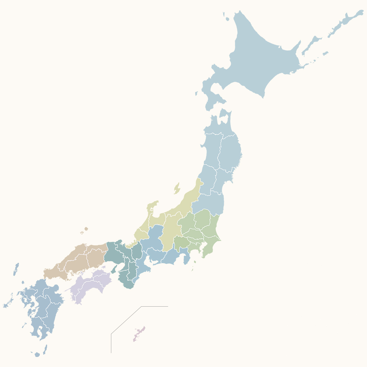 アンイーブ-ショップリスト用の日本地図
